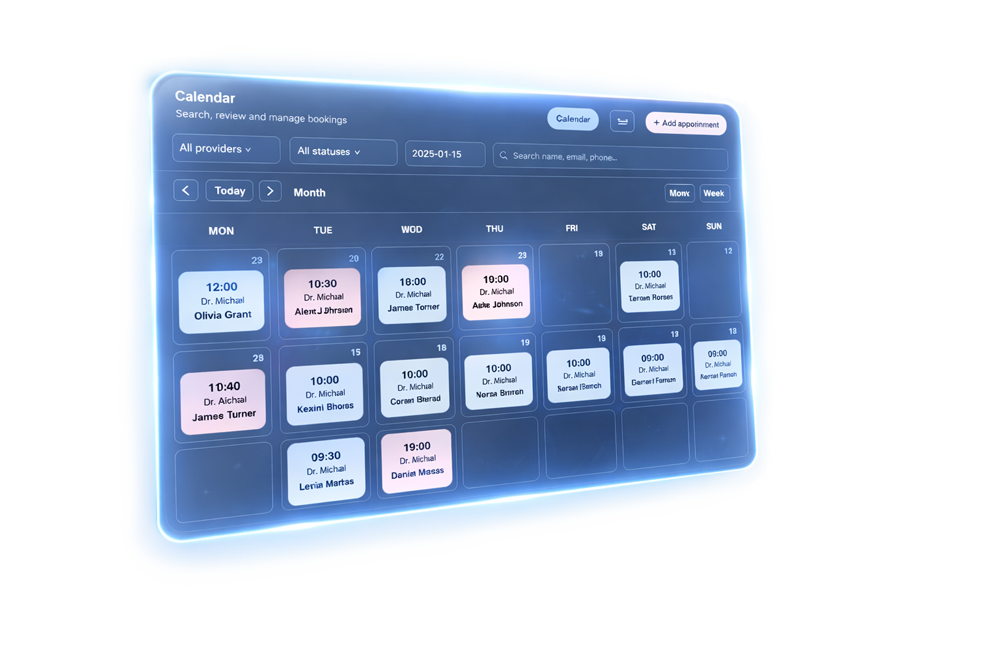 Qlynic calendar interface preview