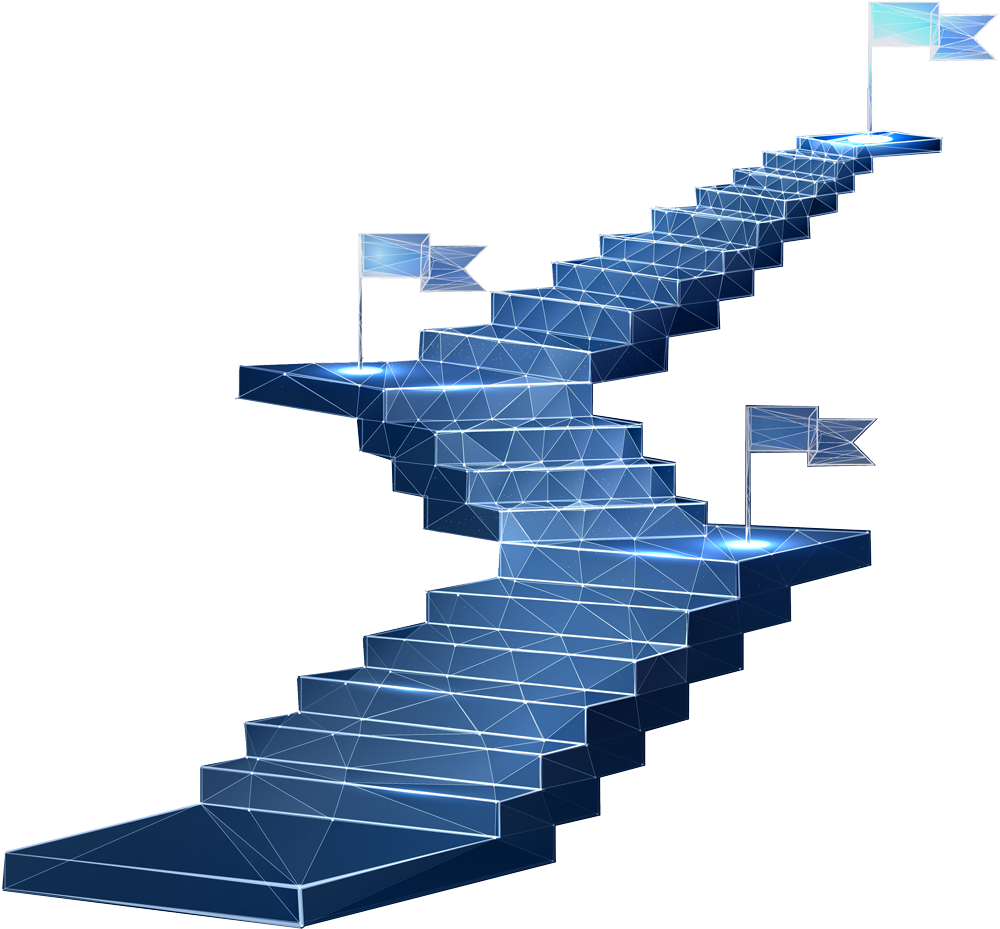 Stairway of milestones representing the Qlynic patient journey